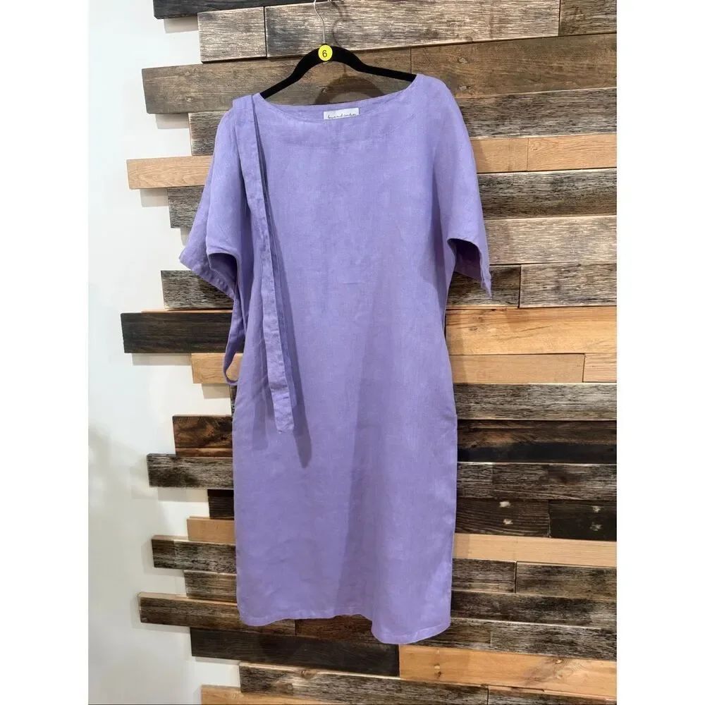 Love and Confuse Linen lavender dress relaxed fit oversized lagenlook size S